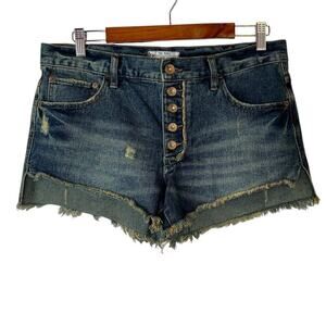 FREE PEOPLE for UO Cut-off Denim Shorts in Dark Blue Size 27 = 4